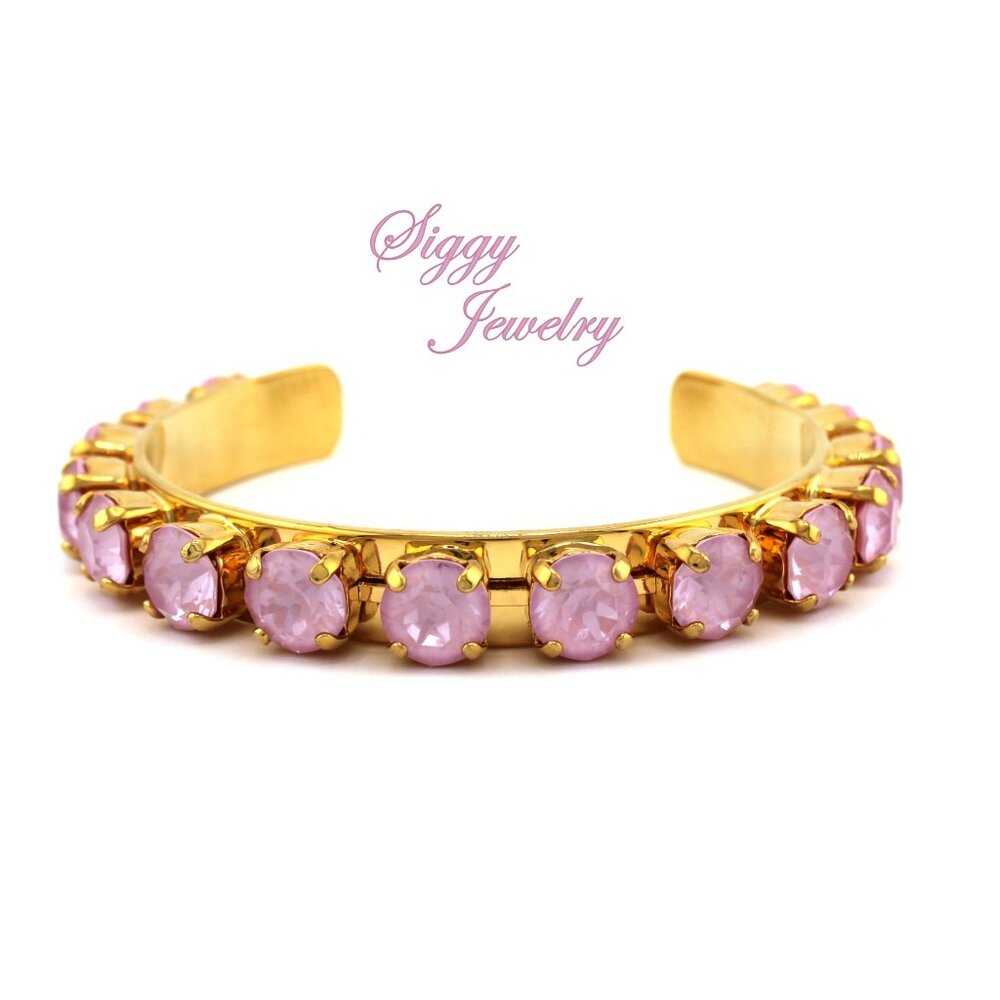 Soft Rose Ignite Austrian Crystal Bangle Bracelet – Light Pink, Gold Plated